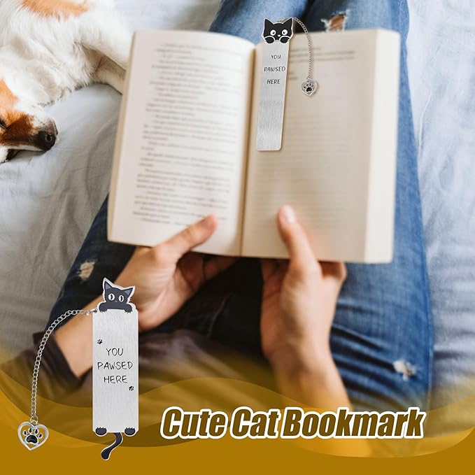 2pcs Cat Bookmarks for Women, Cute Bookmark Aesthetic Gifts Reading Accessories Funny Cat Lover Gifts for Book Lovers Teens Kids Boys & Girls