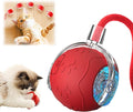 Smart Interactive Cat Ball Toy for Indoor Pets, 2025 New Automatic Rolling Toy with Tail, Electric Moving Cat Ball for Bored Cats and Dogs, Rechargeable and Durable Pet Toy for Cats and Dogs (Red)