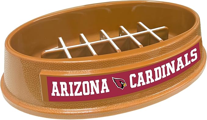 NFL Super-Bowl Arizona Cardinals Slow Feeder Dog & Cat Bowl. Football Design for Healthy Digestion. Non-Slip for Large & Small Pets