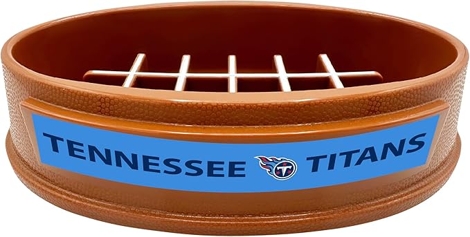 NFL Super-Bowl Tennessee Titans Slow Feeder Dog & Cat Bowl. Football Design for Healthy Digestion. Non-Slip for Large & Small Pets
