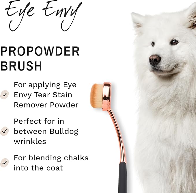 Eye Envy ProPowder Applicator Brush for Dogs and Cats | Use to Safely and Evenly Apply Tear Stain Powder | Large | Washable Superfine Fiber Hair | Long Tapered Bristles | Ergonomic Handle