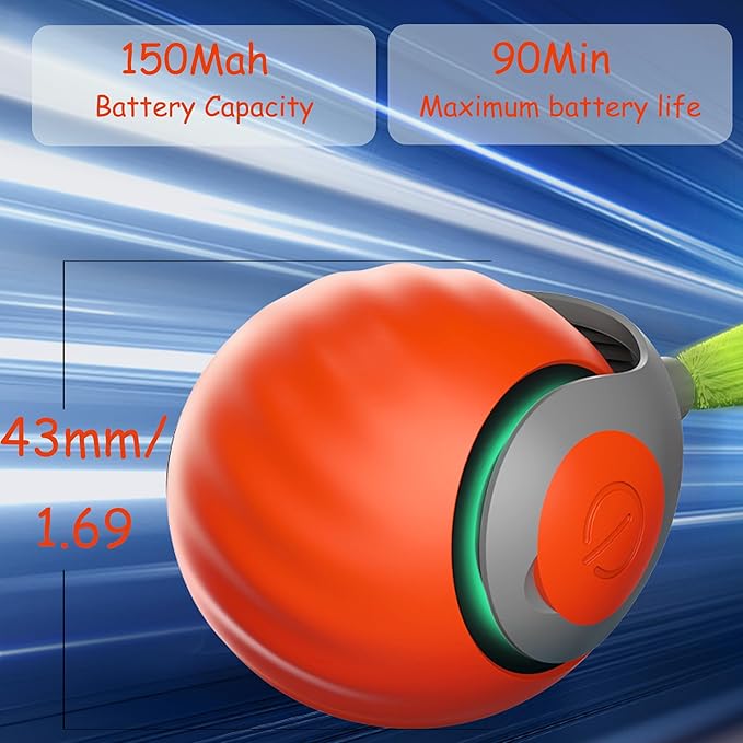 Interactive Cat Toy Ball for Indoor Cats,Automatic Moving Rolling Cats Toys with Tail, 2 Speeds Rechargeable Cat Enrichment Toys for Cats to Keep Them Busy (Orange)