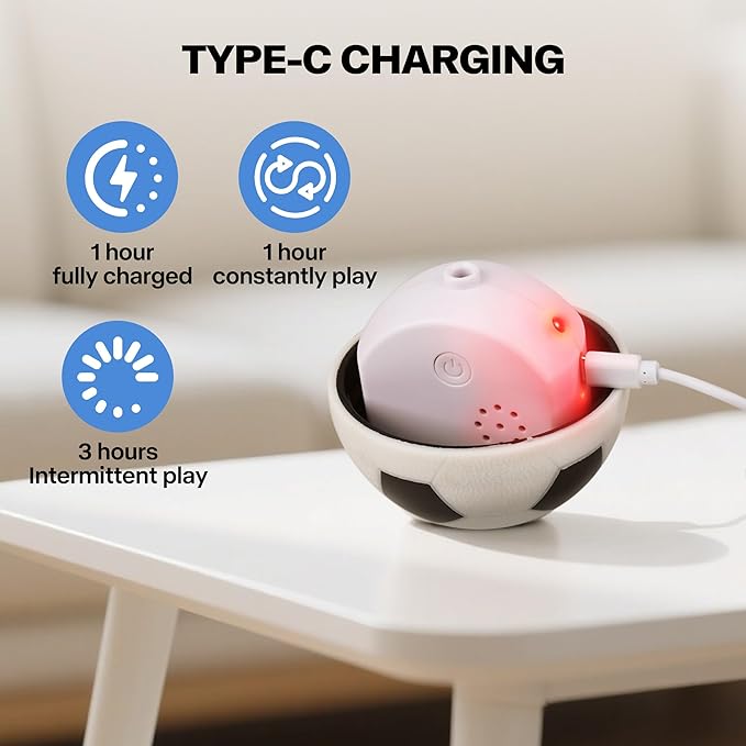 Pet Prime Interactive Dog Ball Toy Automatic Active Rolling Ball for Dogs Motion Activated with LED Light Rechargeable Self Moving Toy for Small Medium Large Dogs to Play