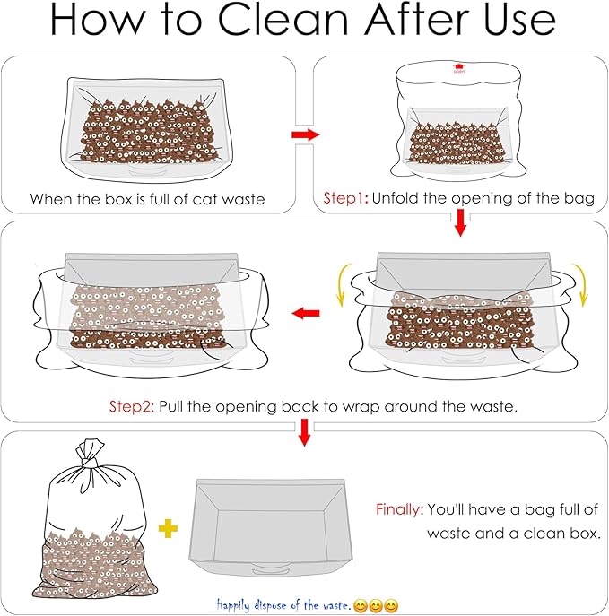 30 Count Cat Litter Box Bags Liners Compatible with Petsafe Self-Cleaning Cat Litter Box,Easy Clean & Replaceable Waste Bag
