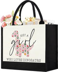 Canvas Tote Bag for Women, Cute Dinosaur Gifts for Dinosaur Lover, Animal Lover Gift Aesthetic Bag Reusable Grocery Bag, Birthday Christmas Gift for Mom Daughter Friends Sisters Who Loves Dinosaurs