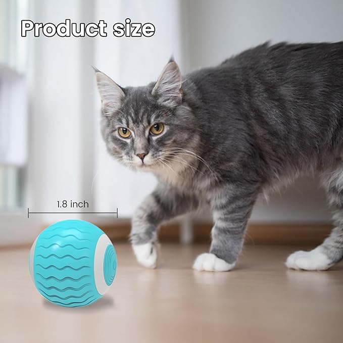 Smart Interactive Cats Toy Ball Wicked Balls,Automatic Moving Cat Ball Toys with Catnip,USB Rechargeable,Best Gift for Your Cat/Kitty,Blue