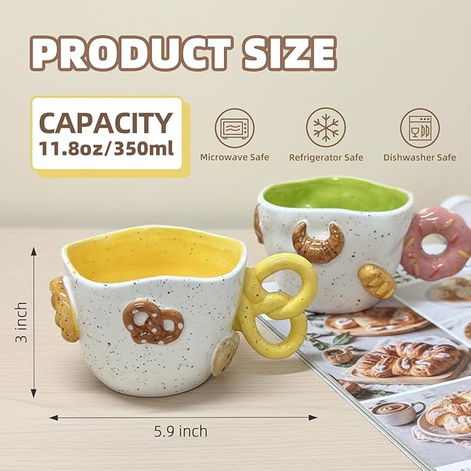 DIF DECO Christmas Mugs 11.8 OZ Ceramic Cute Pretzel Shape Coffee Mug with Handle Unique Holiday Hot Cocoa Cup Perfect for Tea & Coffee Lovers, Gifts for Family or Children, Dishwasher Safe(350ml)