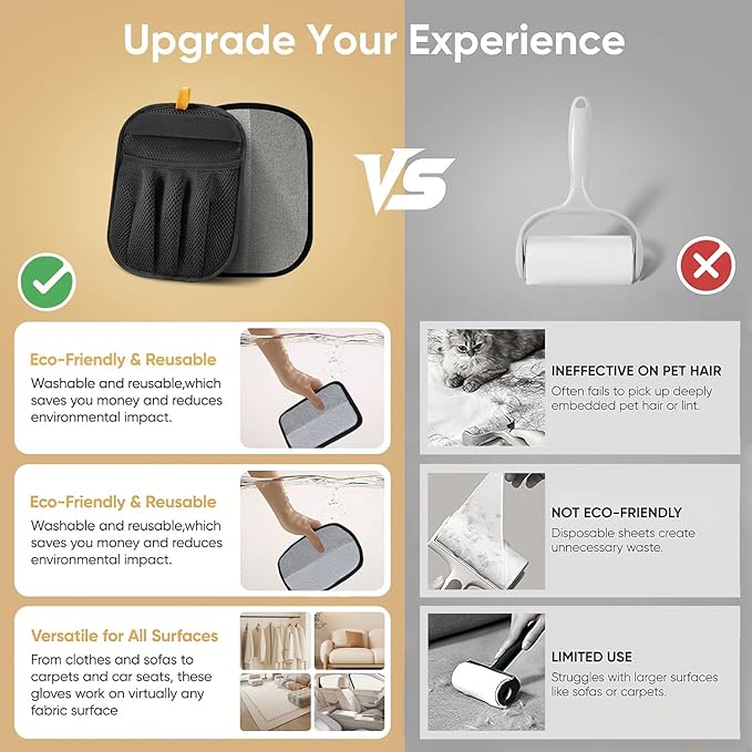 Pet Hair Removal Glove for Cats and Dogs Reusable Electrostatic Pet Hair Remover Glove for Couch, Carpet, Car Seat & Laundry 3PCS