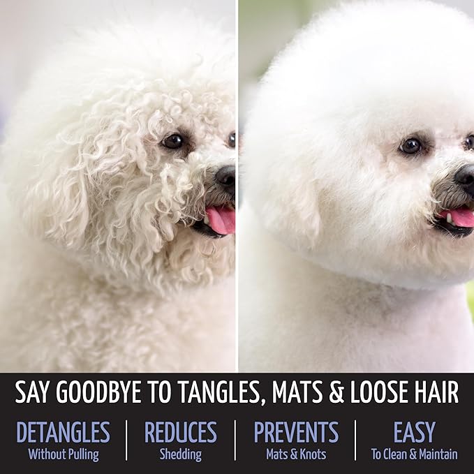 Tauro Pro Line Deshedding Slicker Brush for Dogs & Cats, Soft Pins for Gentle Dematting & Detangling, Grooming Tool for Long & Wavy Coats, Ideal for Doodles, Non-Slip Grip, Purple, Small Size (S)