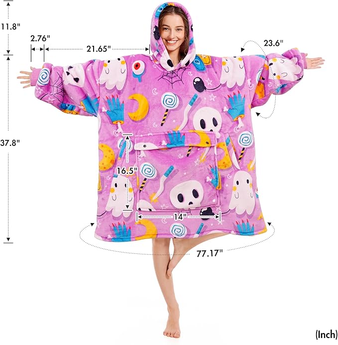 Narecte Cozy Oversized Blanket Hoodie Wearable Blanket Adults Soft Hooded Blanket Hoodie Birthday Gifts for Women Christmas