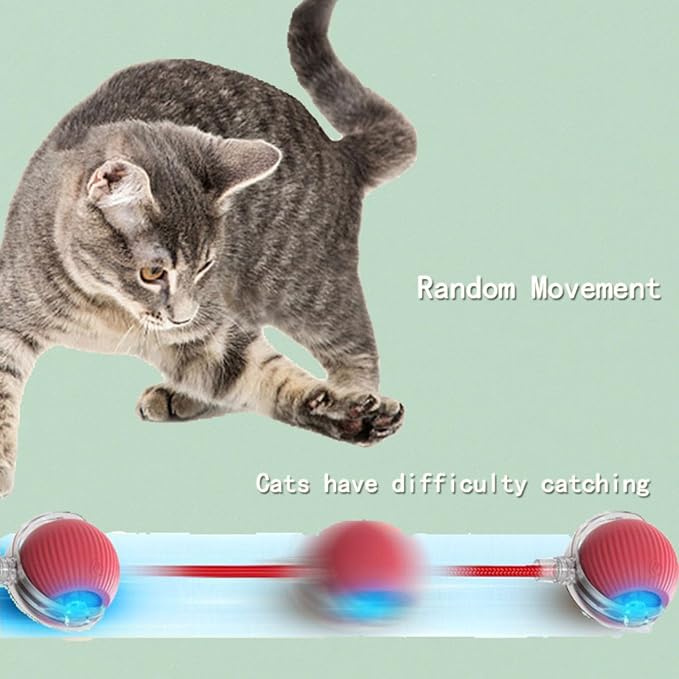 Interactive Cat Toy Set - 3-Mode Smart Chase Ball with 5-LED Red Light Pointer, USB Fast Charging & Durable ABS Material - Fun Pet Toys for Indoor Cats, Kittens & Playful Felines