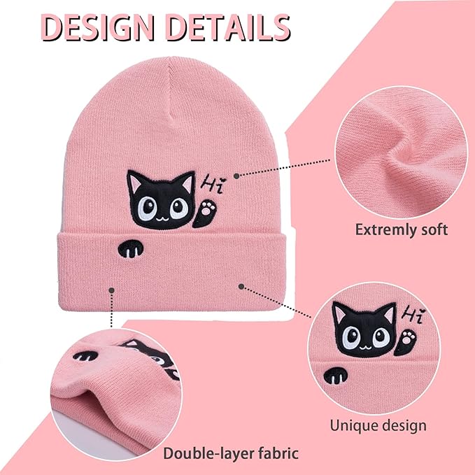 Winter Knitted Beanie Hat and Themed Scoks for Dog Cat Lover Gifts, Christmas Stocking Stuffers for Men Women
