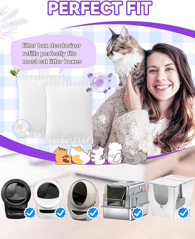 16 Pack Odor Eliminator Refills for Cat Litter Box, Universal compatibility with common Litter Box Deodorizer Refills, Neutralize Odors, Maintain Freshness - Lavender Scent