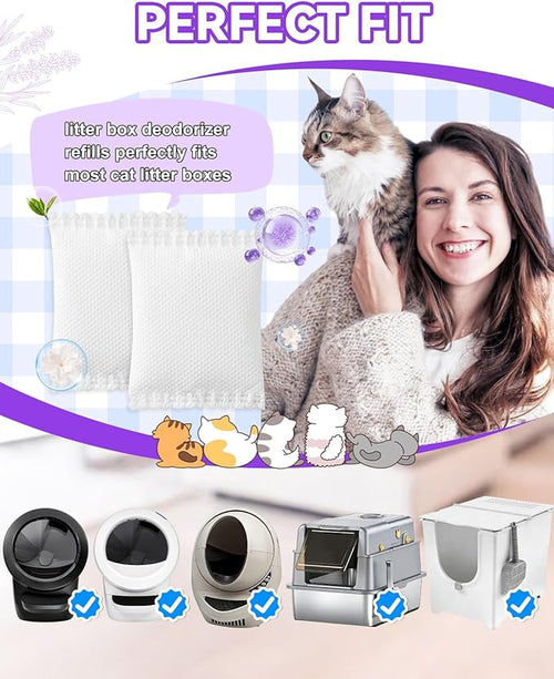 16 Pack Odor Eliminator Refills for Cat Litter Box, Universal compatibility with common Litter Box Deodorizer Refills, Neutralize Odors, Maintain Freshness - Lavender Scent