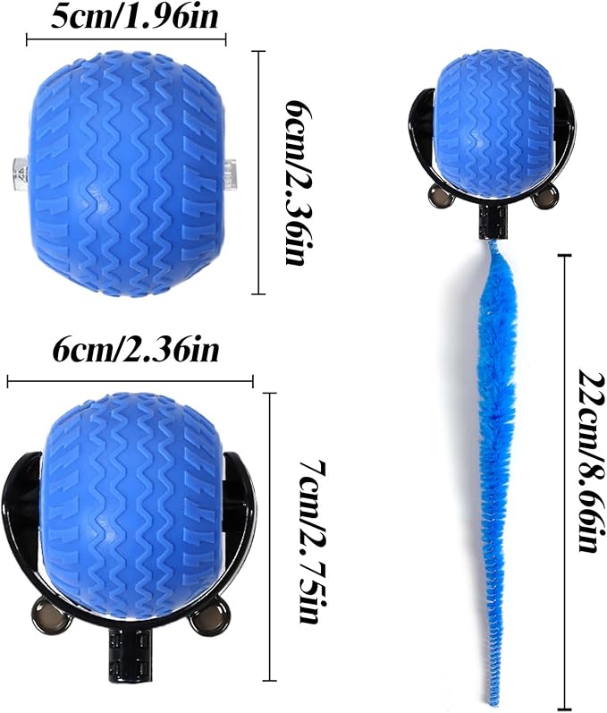 Interactive Cat Toy Ball with Tail - Automatic Motion Activated Rolling Cat Toys for Indoor Cats, Rechargeable Smart Enrichment Toy to Keep Kittens & Adult Cats Busy (Blue)