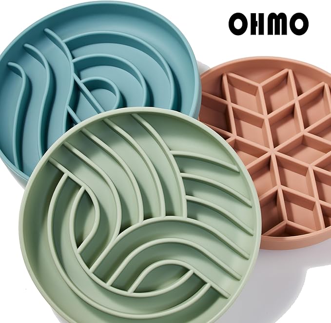 OHMO Slow Feeder Dog Bowls(Tree Life, Sage Green) Enrichment Soft Silicone Food Safe Feeding Bowl Non Slip Suction Cup for All Breed Pet, Cat Slow Down Eating Dishes, Boredom and Anxiety Reducer