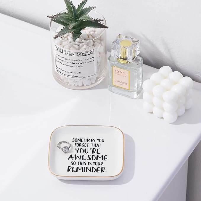 PUDDING CABIN Inspirational Gifts for Women Ring Dish You're Awesome So This is Your Remind Birthday Gifts for Women Unique, Friends Gifts for Female Mom Sister Coworker