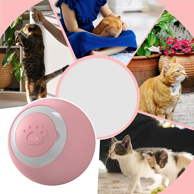 Lighted Moving Ball - Automatic Kitten Toy, Jumping Ball for Cats | Interactive Enrichment Rolling Dog Ball with Lights, Rotating Ball for Cats, Sensory Toy for Cats