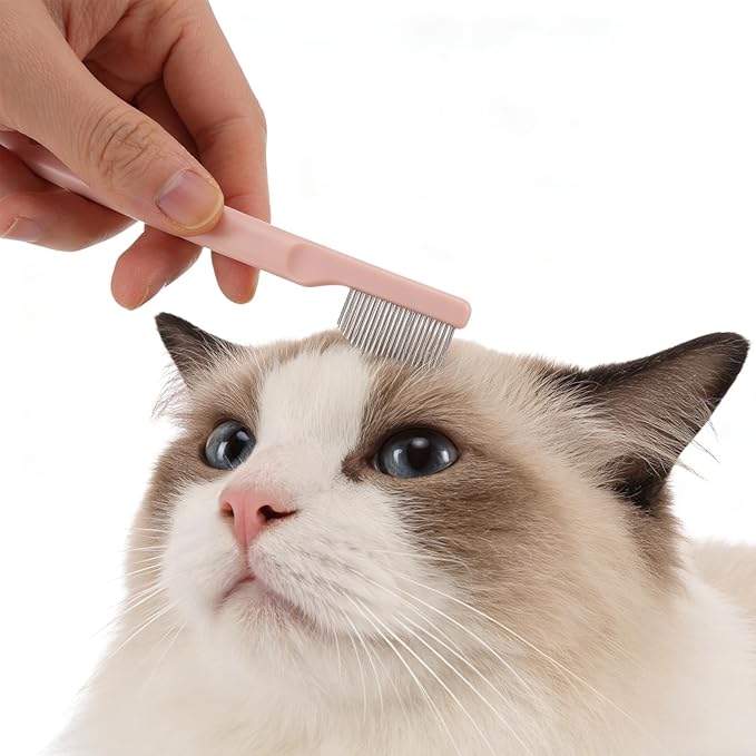 Cat Eye Grooming Comb: Small Pet Facial Comb - Stainless Steel Dog Eye Brush - Puppy Brush - Dog Crust Remover for Pet Facial Grooming
