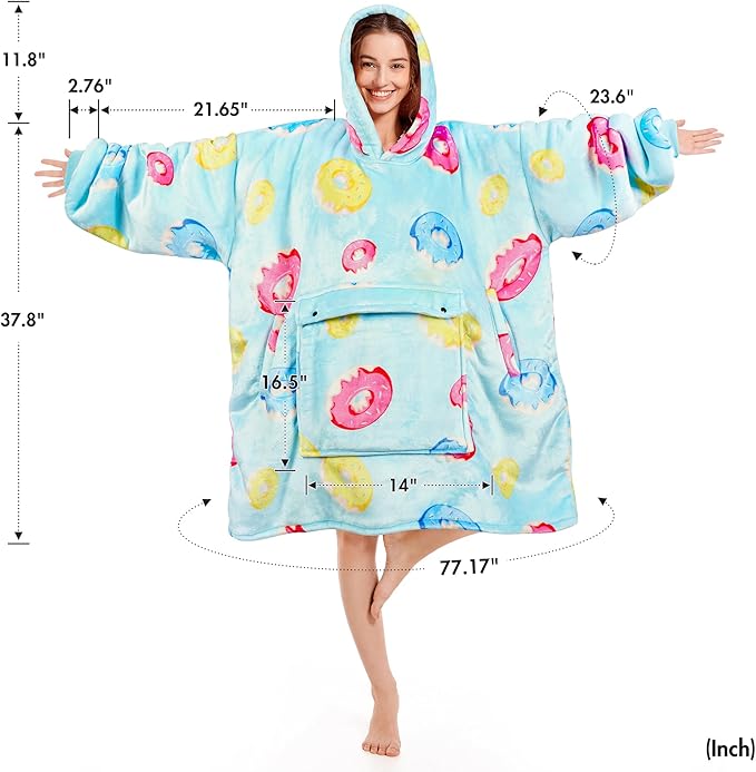 Narecte Cozy Oversized Blanket Hoodie Wearable Blanket Adults Soft Hooded Blanket Hoodie Birthday Gifts for Women Christmas
