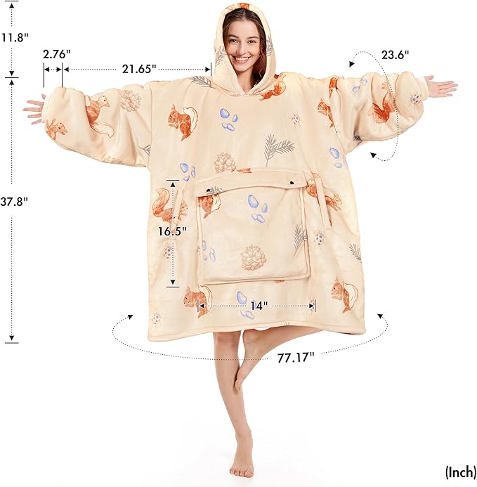 Narecte Cozy Oversized Blanket Hoodie Wearable Blanket Adults Soft Hooded Blanket Hoodie Birthday Gifts for Women Christmas