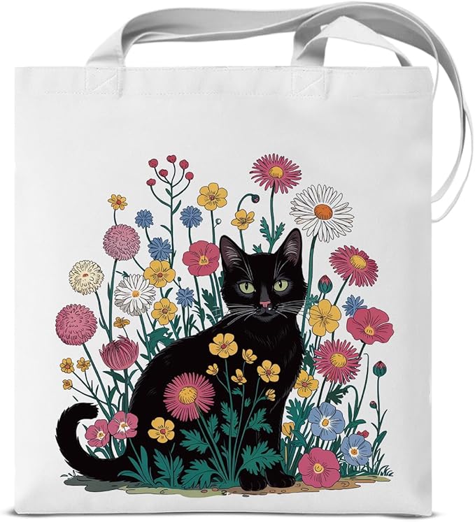 Cute Cat Canvas Tote Bag for Women Funny Cat Bag for Shopping Work Travel Lover Totes Gifts