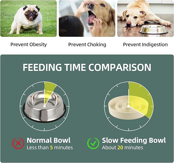 3.2 Cup Ceramic Raised Slow Feeder Dog Bowl Set, Elevated 8.2inch Bowl and 9.5inch Puzzle Slow Food Dish with Wooden Stand for Large Dog, Anti-Gulping (2 xLight Yellow+ Stand)