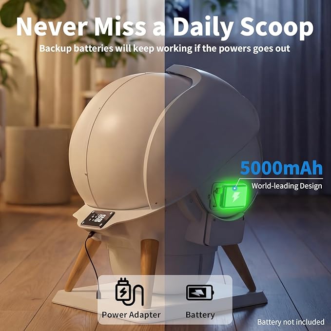 HoneyGuaridan Self Cleaning Cat Litter Box,IPX5 Waterproof Automatic Cat Litter Box,5G WiFi App Control, Odourless, Integrated Safety Protection, Water Rinsable and Easy to Clean, for Multiple Cats