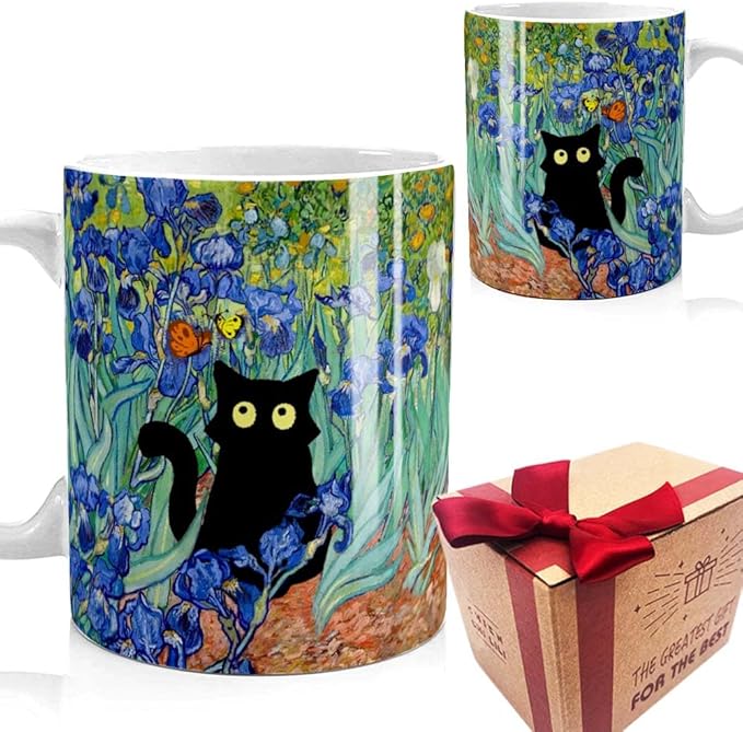 Famous Art Paintings Funny Cat Coffee Mug for Artist Cat Lovers, Famous Picture Classic Art Aesthetic Canvas Mug Gift for Women
