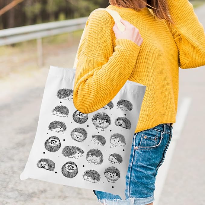 Turtle Gifts Shark Gifts Tote Bag, Hedgehog Horse Gifts for Women Girls, Animals Reusable Grocery Bag Shopping Bag