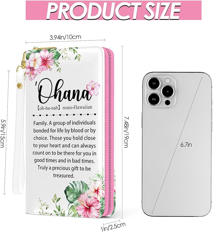 Hawaii Gifts Hawaiian Travel Souvenirs Gifts for Women, Wristlet Wallet For Women, Hawaii Card Holder Purse, Birthday Christmas Graduation Gifts, Hawaiian Ohana Aesthetic Office Daily Purse