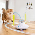 Pet Prime 3-in-1 Interactive Cat Toy with 6PCS Feathers - Automatic USB Rechargeable Self Moving Cat Toy for Bored Indoor Kittens and Adult Cats