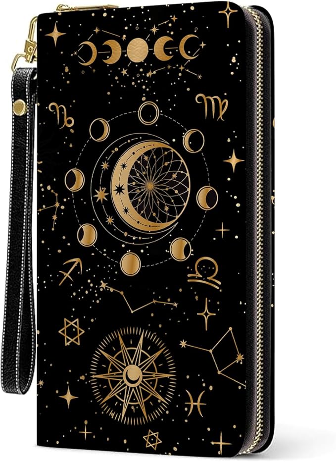 Moon Lunar Womens Wallet, Sun Moon Wristlet Wallet For Women, Aesthetic Credit Card Holder Purse, Birthday Christmas Graduation Gifts For Women, Travel Office Daily Purse