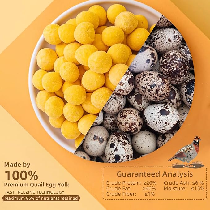 Freeze Dried Cat and Dog Treats Quail Egg Yolk 150g(5.29oz), Healthy Tasty Snacks for Cats Dogs Training, Natural Freeze-Dried Limited Ingredient,Wholesome and Delicious Snacks for Pets