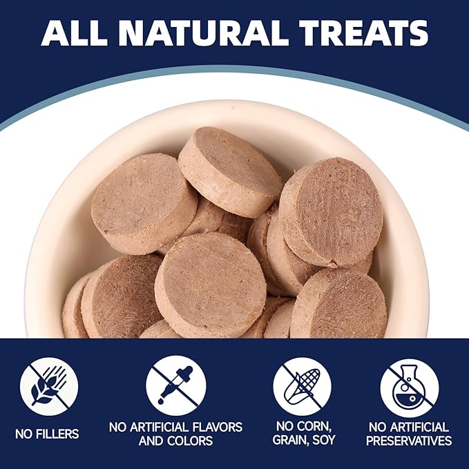 Freeze Dried Beef Patties for Dogs & Cats, High Protein Dog Training Treats, Snacks & Food Toppers 96% Real Beef & Organs, Perfect for Picky Eaters, Grain Free, 8.1 oz