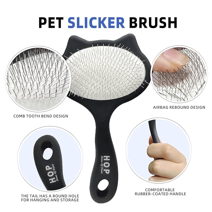 Cat Head Slicker Brush for Dogs Long Pin Dematting Hair Brush Pet Grooming Tool for Dogs and Cats Remove Loose Hair Undercoat Knots Tangles