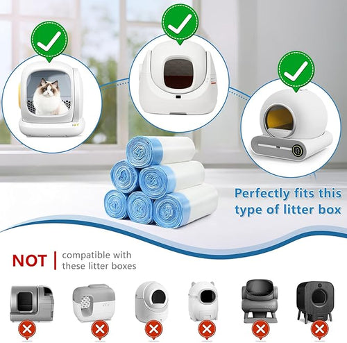 120count Cat Litter Box Liner Automatic Litter Box for Cat Polyethylene Compatible with MeoWant MW-SC01/MW-SC02/ 1.5 Mil Disposable Scent Free 22lb Load - Liners 17.7 x 19.68