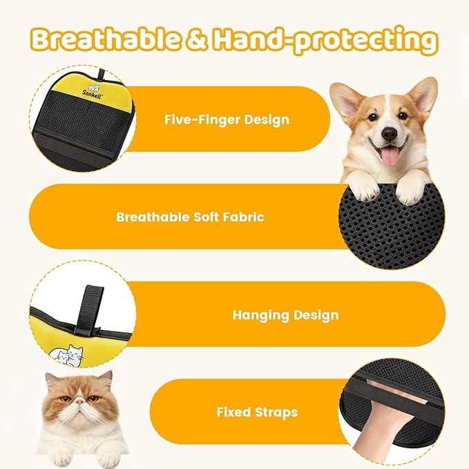 Pet Hair Removal Glove for Dogs & Cats, Upgraded Reusable Electrostatic Pet Hair Remover Glove, Magic Brush Mitt Tool for Couch, Furniture, Bed, Clothing, Carpet, Car Seat