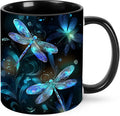 Dragonfly Cat Coffee Mug Funny Ceramic Tea Cup With Handle Dishwasher Microwave Safe for Women 11oz Porcelain Mugs