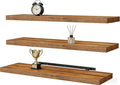 Vervida® Floating Shelves, 47.2 inch Wall Mounted Rustic Wood Shelves for Bathroom, Bedroom, Living Room, Kitchen, Office, Hanging Shelf for Books/Storage/Decor(Rustic Brown,Set of 3)
