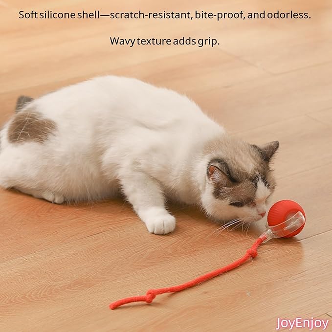 Interactive Cat Toy Ball Automatic Rolling Smart Cat Ball with Tail Motion Activated USB Rechargeable 3 Speed Modes Bird Chirping Durable Silicone Pet Toy for Indoor Cats Multiple Colors (Green)