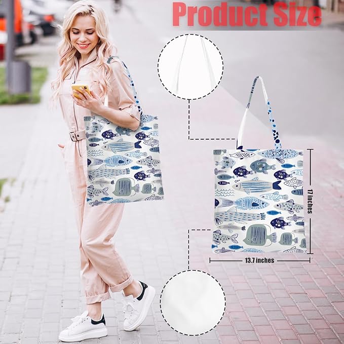Hanamiya Na Tote Bag with Zipper Pockets, Tote Bag Reusable Shopping Grocery Bags Birthday Gifts for Women, Weekender Bags