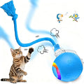 Blue Interactive Cat Toy,Automatic Moving Cat Toys for Bored Indoor Adult Cats,Fast Rolling,Chirping & Motion-Activated Kitty Toys,Fun Gift for Cats with Speedy 2.0 Tail,USB Rechargeable
