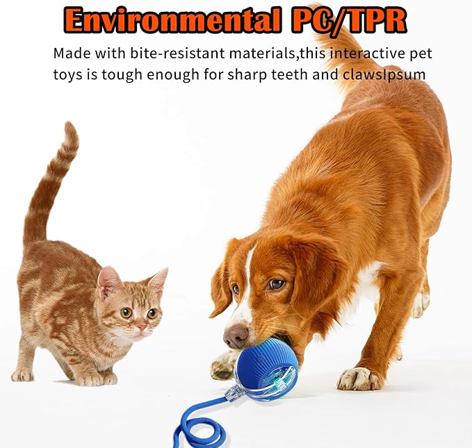 Cat Ball Toy,New Interactive Rolling Cats Dog Toy Balls 360° Smart Automatic Rolling Pet Ball, Fast Moving Toy for Dog,Interactive Toys for Cats (Grey)
