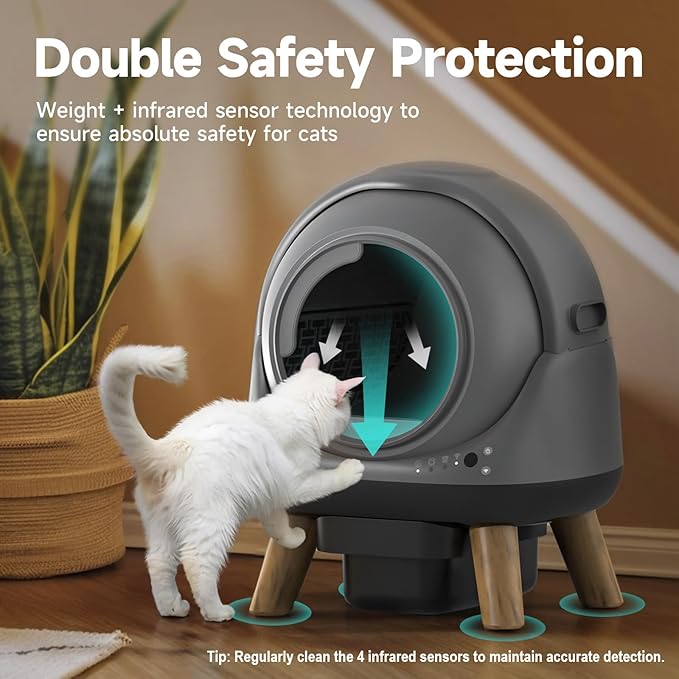 Used, Like New- Coziley G1 Self Cleaning Litter Box for Multiple Cats, Automatic Cat Litter Box with Smart APP Control and Health Monitoring, Includes 2 Roll Trash Bag and Litter Mat, Grey