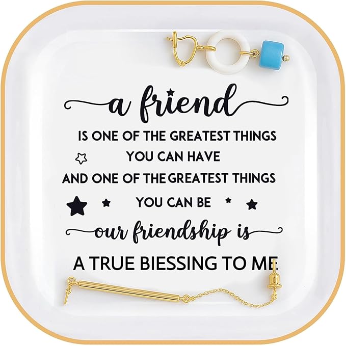 PUDDING CABIN Friend Gifts for Women Jewelry Dish - Our friendship is a true blessing to me - Best Friend Birthday Gifts for Women, Mothers Day Gifts for Friends Female
