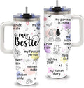 Bestie Gifts for Women Friendship - Best Friend Tumbler 40oz with Handle and Straws, Leak-proof, Stainless Steel Insulated Coffee Mugs for BFF Soul Sister Work Bestie Cups, Gifts for Female Birthday