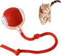 Interactive Cat Toy Ball Automatic Rolling Smart Cat Ball with Tail Motion Activated USB Rechargeable 3 Speed Modes Bird Chirping Durable Silicone Pet Toy for Indoor Cats Multiple Colors (Red)