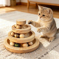 Cat Ball Track Toy with Catnip Ball and Metal Bell 3 Tier Cat Tower for Indoor Cats Wooden Interactive Cat Toy for Hunting Physical Exercise 9 Removable BallsPuzzle Kitten Toys