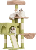 Gitelsnour Cat Tree, 42.1" Cat Tower for Indoor Kittens with Scratching Board and Posts, Multi-Level Cozy Cat Condo with 2 Perches, Hammock, Balls, Green and Yellow GCT005SGY